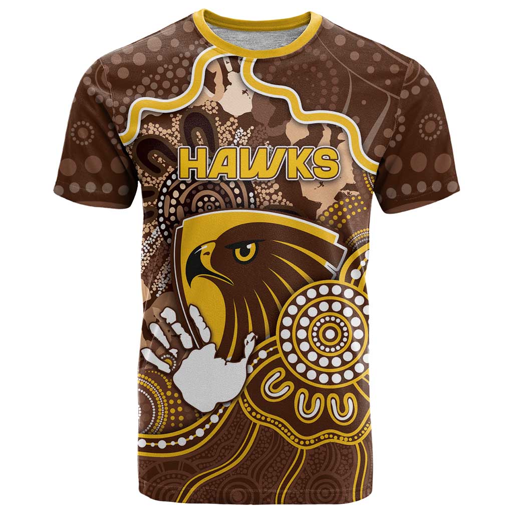 Custom Hawks Football T Shirt Aboriginal Dot Art Pattern