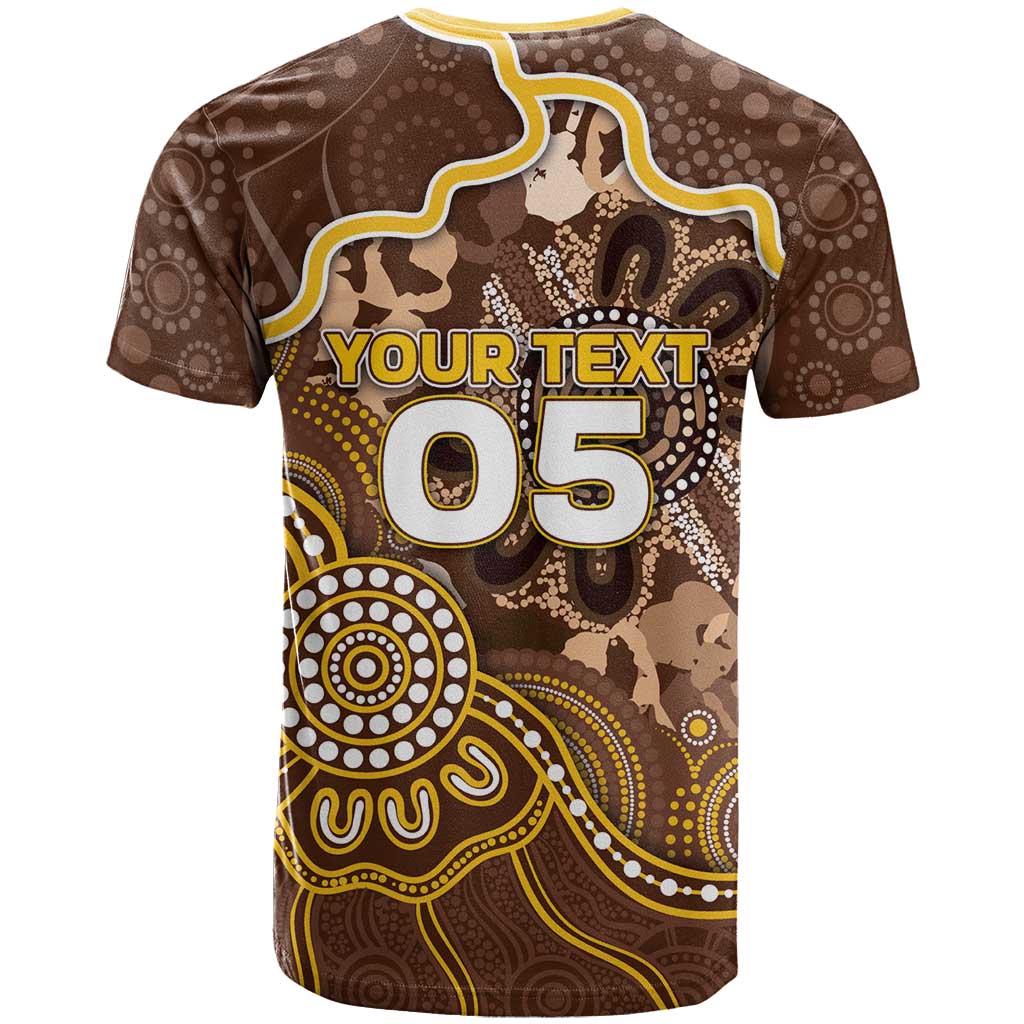 Custom Hawks Football T Shirt Aboriginal Dot Art Pattern