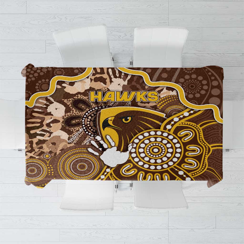Hawks Football Tablecloth Aboriginal Dot Art Pattern