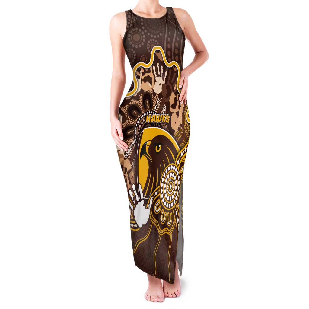 Custom Hawks Football Tank Maxi Dress Aboriginal Dot Art Pattern