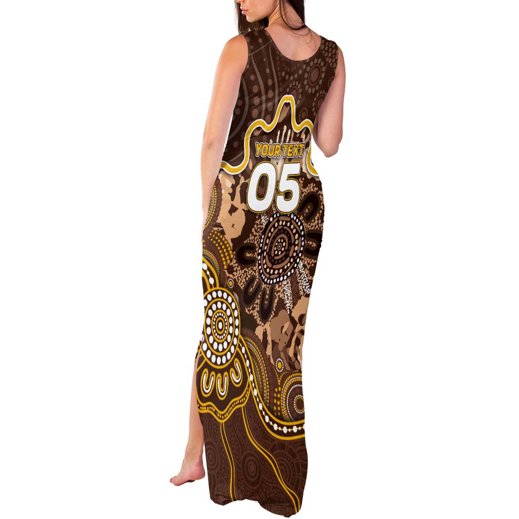 Custom Hawks Football Tank Maxi Dress Aboriginal Dot Art Pattern