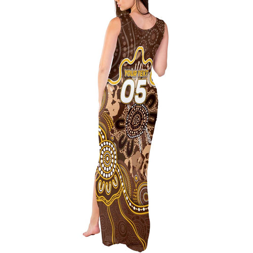 Custom Hawks Football Tank Maxi Dress Aboriginal Dot Art Pattern