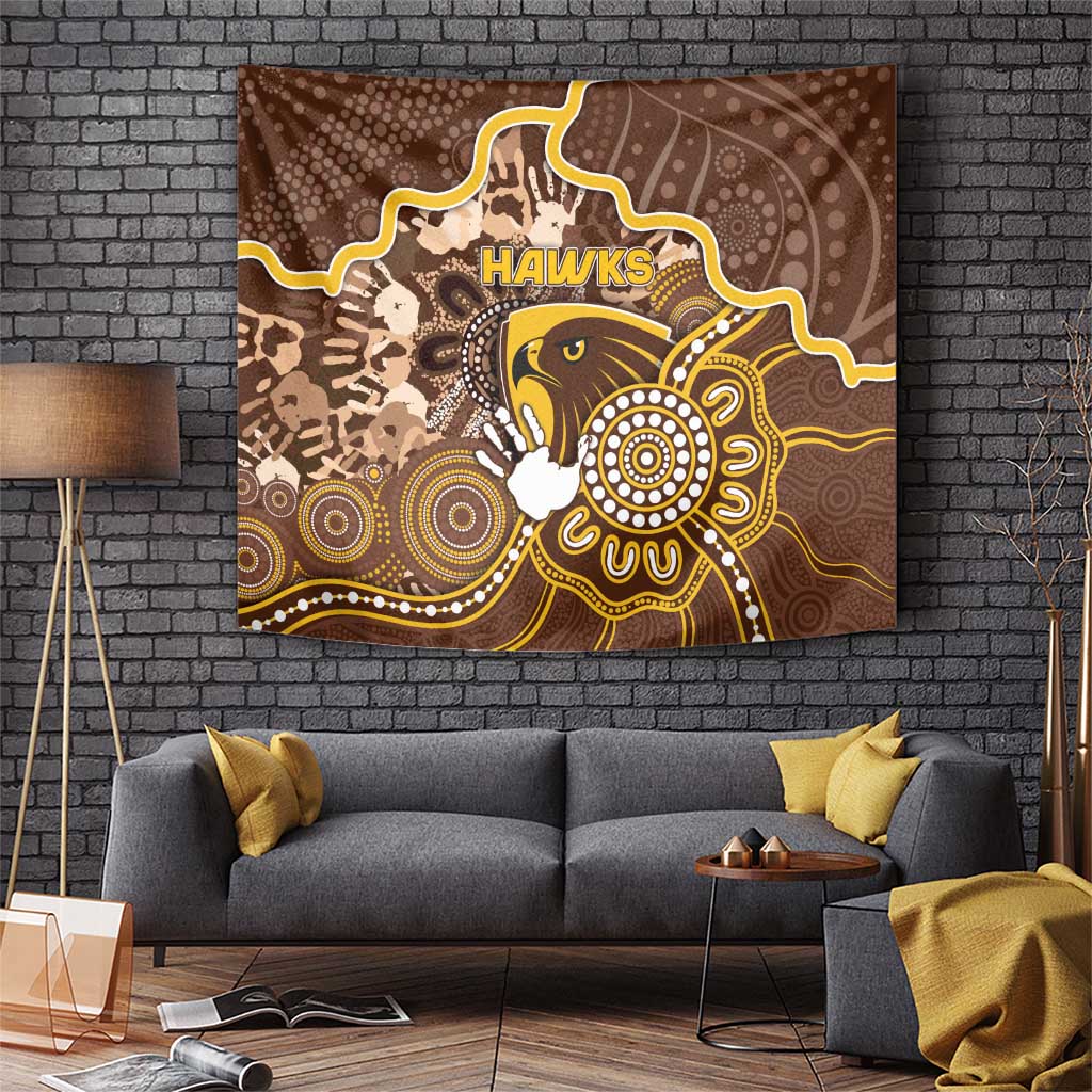 Hawks Football Tapestry Aboriginal Dot Art Pattern