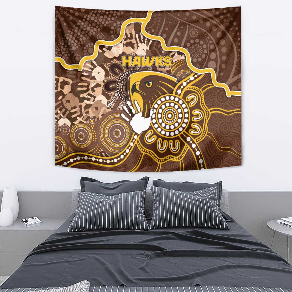 Hawks Football Tapestry Aboriginal Dot Art Pattern