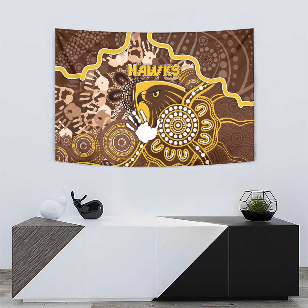 Hawks Football Tapestry Aboriginal Dot Art Pattern