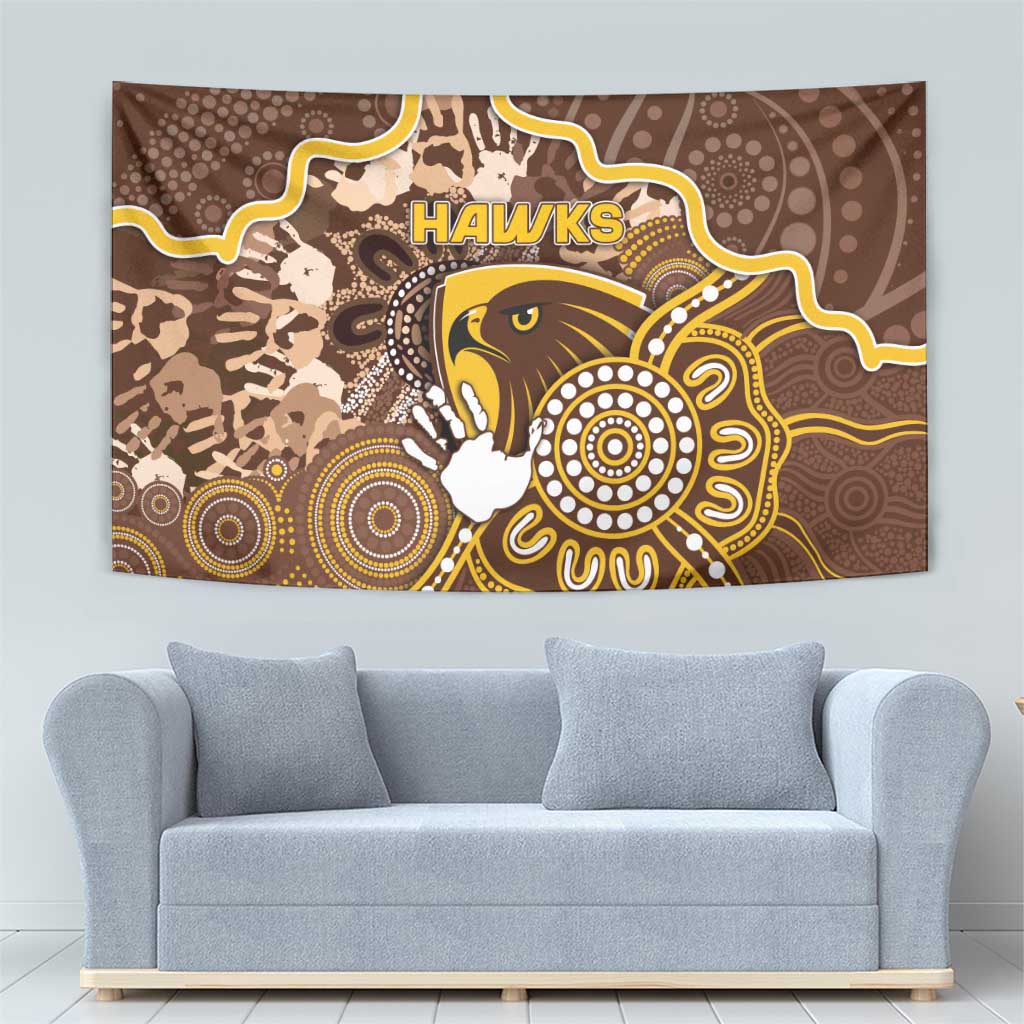 Hawks Football Tapestry Aboriginal Dot Art Pattern