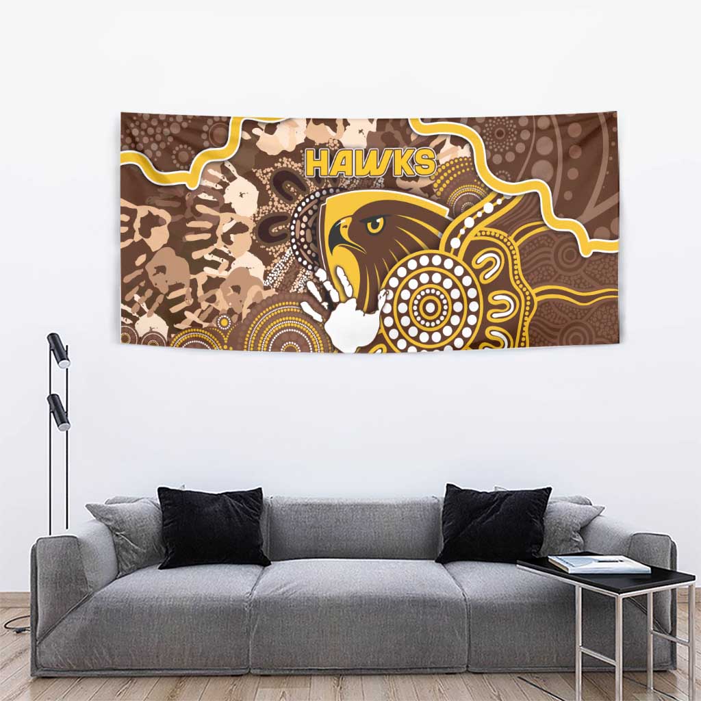 Hawks Football Tapestry Aboriginal Dot Art Pattern