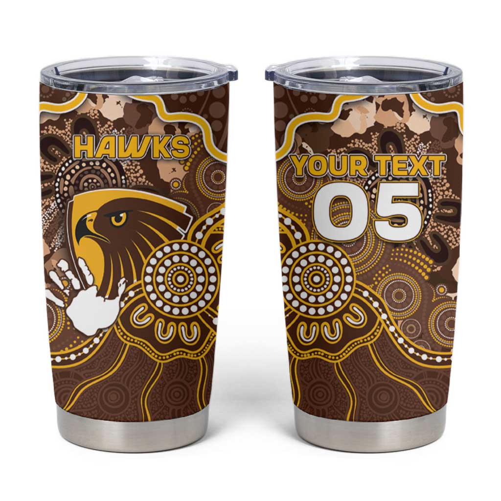 Custom Hawks Football Tumbler Cup Aboriginal Dot Art Pattern