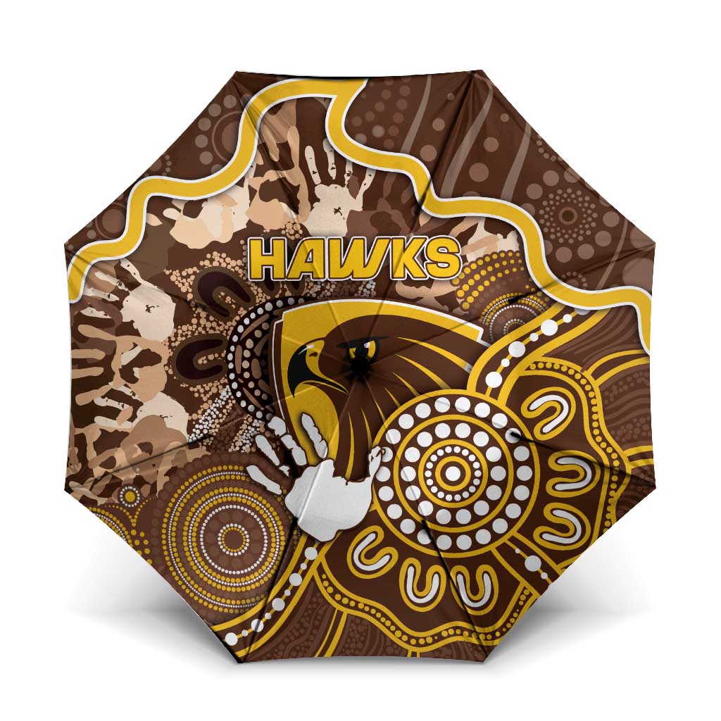 Hawks Football Umbrella Aboriginal Dot Art Pattern