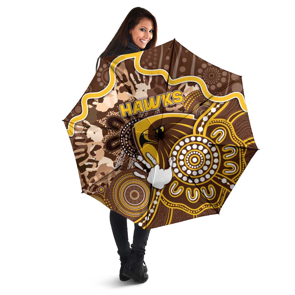 Hawks Football Umbrella Aboriginal Dot Art Pattern