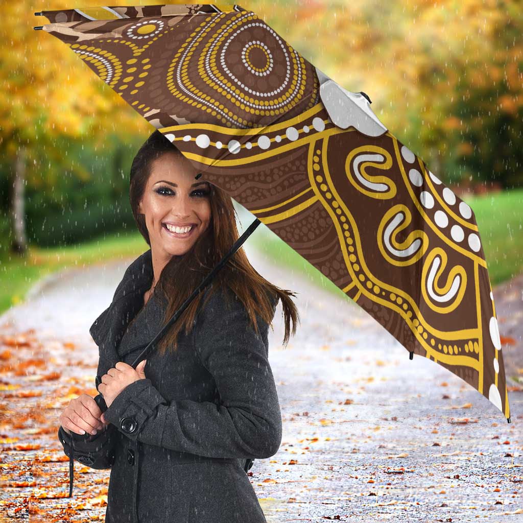 Hawks Football Umbrella Aboriginal Dot Art Pattern