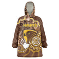 Custom Hawks Football Wearable Blanket Hoodie Aboriginal Dot Art Pattern