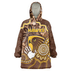 Custom Hawks Football Wearable Blanket Hoodie Aboriginal Dot Art Pattern