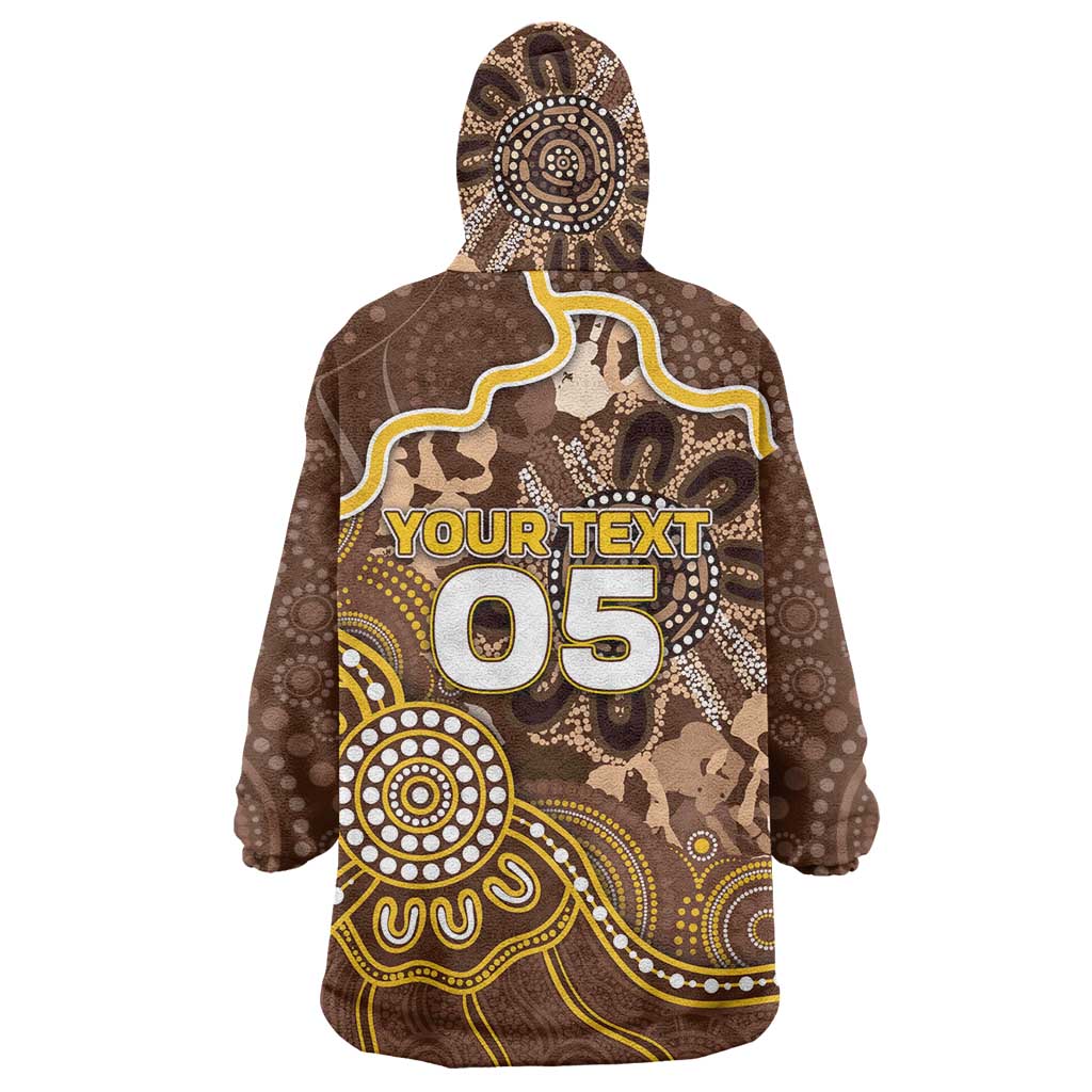 Custom Hawks Football Wearable Blanket Hoodie Aboriginal Dot Art Pattern