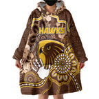 Custom Hawks Football Wearable Blanket Hoodie Aboriginal Dot Art Pattern