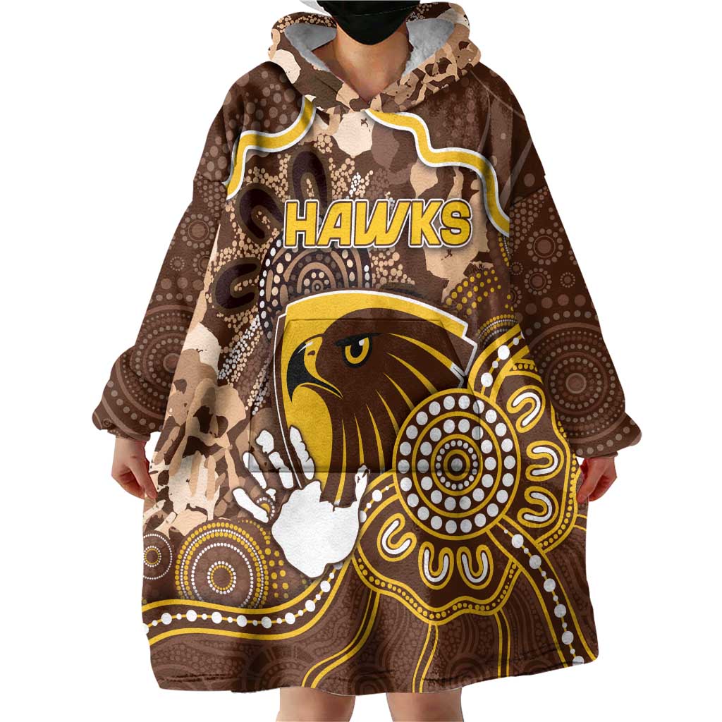Custom Hawks Football Wearable Blanket Hoodie Aboriginal Dot Art Pattern