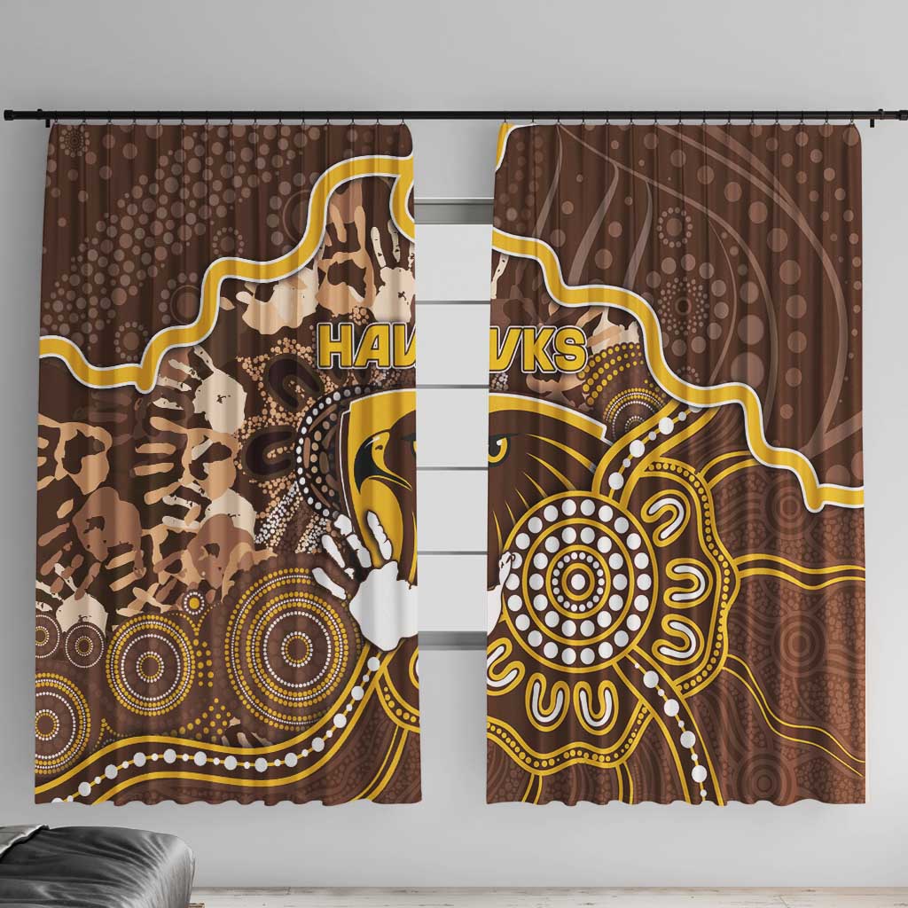 Hawks Football Window Curtain Aboriginal Dot Art Pattern