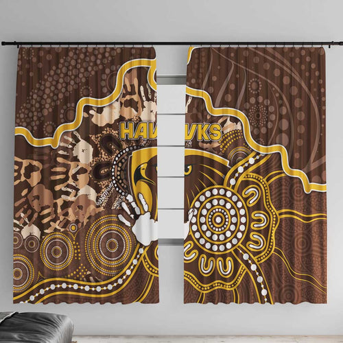 Hawks Football Window Curtain Aboriginal Dot Art Pattern