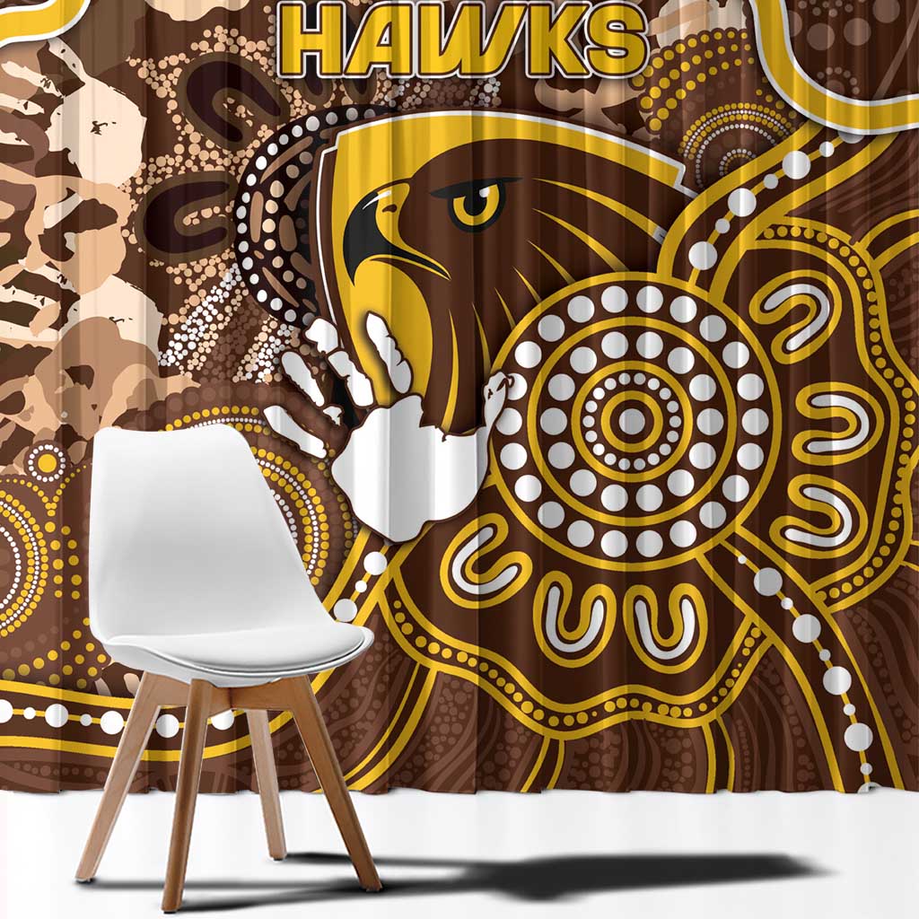 Hawks Football Window Curtain Aboriginal Dot Art Pattern