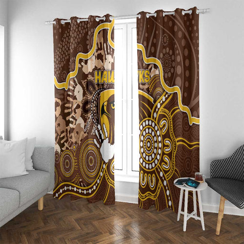 Hawks Football Window Curtain Aboriginal Dot Art Pattern