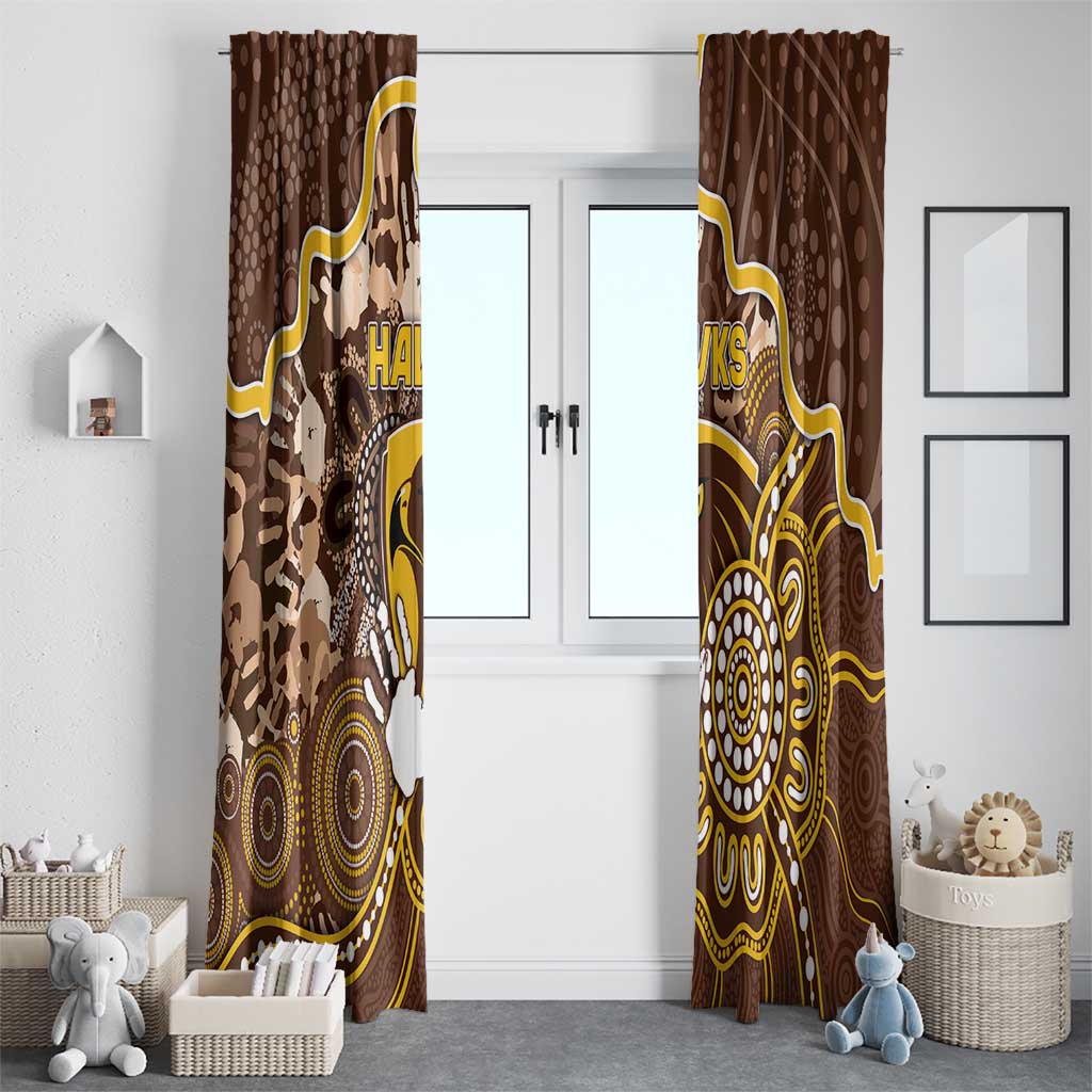 Hawks Football Window Curtain Aboriginal Dot Art Pattern