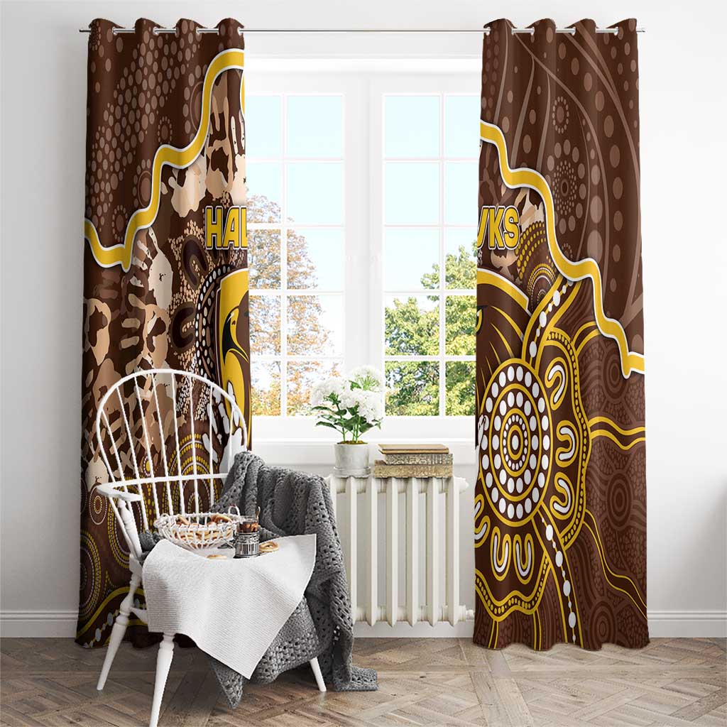 Hawks Football Window Curtain Aboriginal Dot Art Pattern