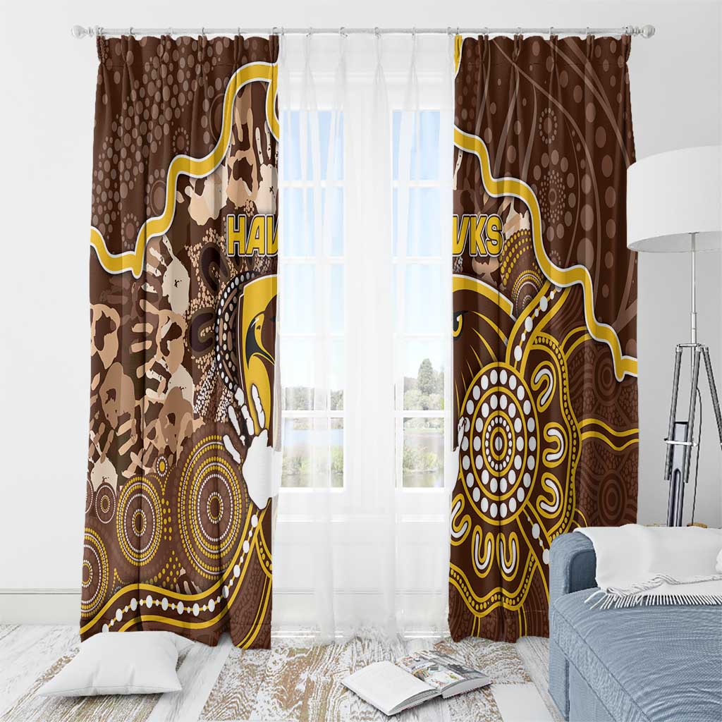 Hawks Football Window Curtain Aboriginal Dot Art Pattern
