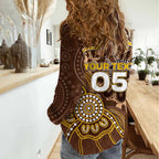 Custom Hawks Football Women Casual Shirt Aboriginal Dot Art Pattern