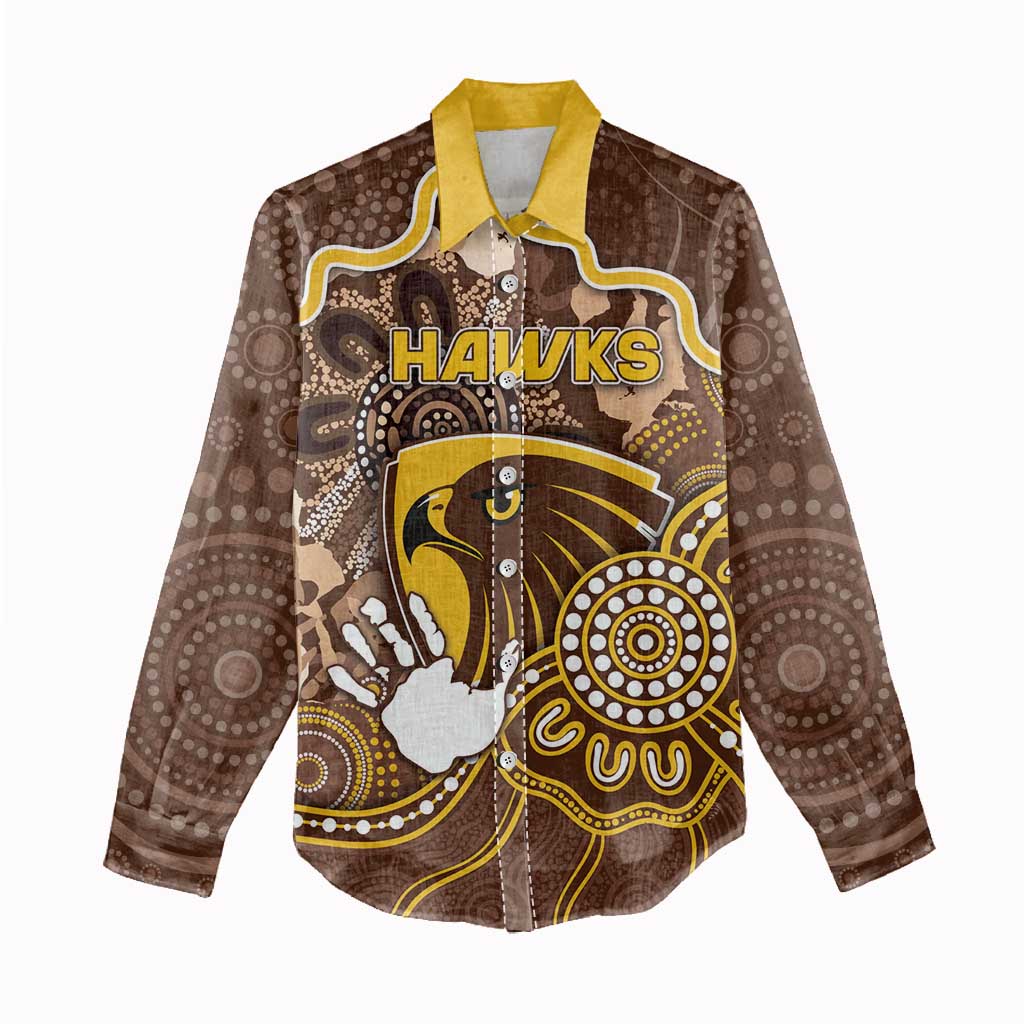 Custom Hawks Football Women Casual Shirt Aboriginal Dot Art Pattern