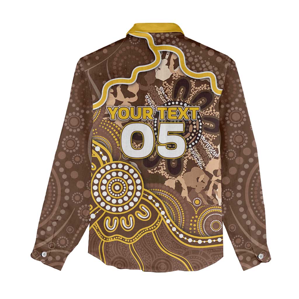 Custom Hawks Football Women Casual Shirt Aboriginal Dot Art Pattern