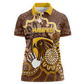 Custom Hawks Football Women Polo Shirt Aboriginal Dot Art Pattern