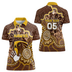 Custom Hawks Football Women Polo Shirt Aboriginal Dot Art Pattern