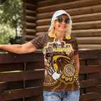 Custom Hawks Football Women Polo Shirt Aboriginal Dot Art Pattern