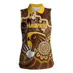 Custom Hawks Football Women Sleeveless Polo Shirt Aboriginal Dot Art Pattern