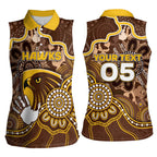 Custom Hawks Football Women Sleeveless Polo Shirt Aboriginal Dot Art Pattern