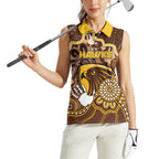 Custom Hawks Football Women Sleeveless Polo Shirt Aboriginal Dot Art Pattern