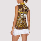 Custom Hawks Football Women Sleeveless Polo Shirt Aboriginal Dot Art Pattern