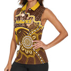 Custom Hawks Football Women Sleeveless Polo Shirt Aboriginal Dot Art Pattern