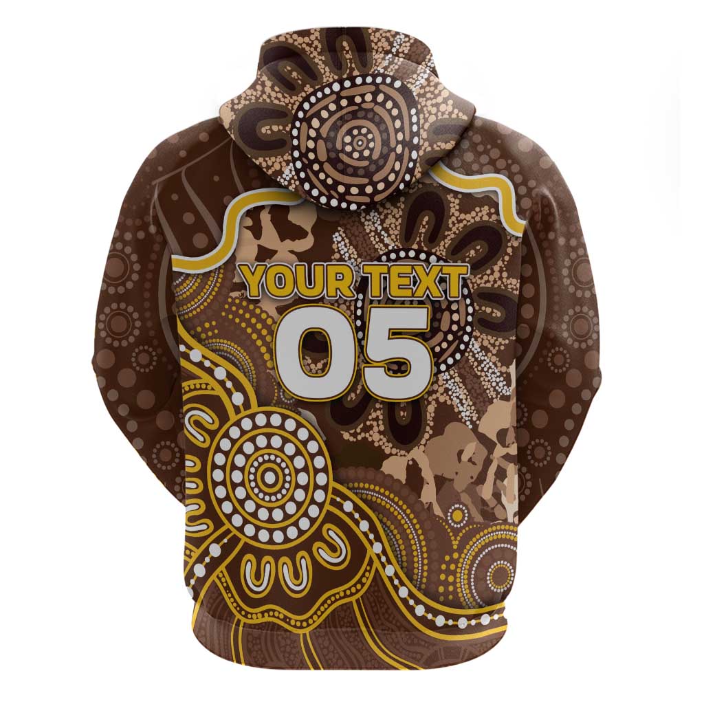 Custom Hawks Football Zip Hoodie Aboriginal Dot Art Pattern