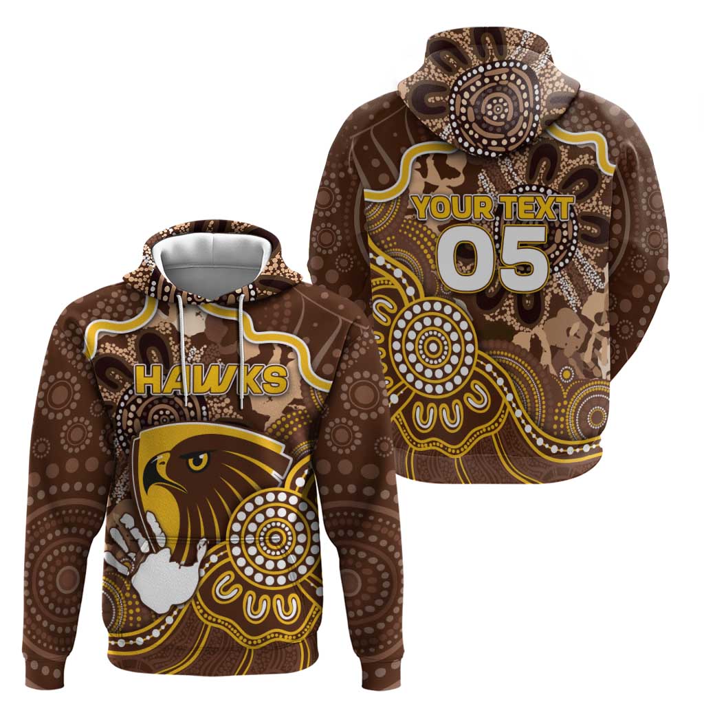 Custom Hawks Football Zip Hoodie Aboriginal Dot Art Pattern