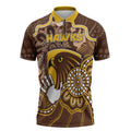 Custom Hawks Football Zipper Polo Shirt Aboriginal Dot Art Pattern