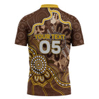 Custom Hawks Football Zipper Polo Shirt Aboriginal Dot Art Pattern