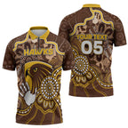 Custom Hawks Football Zipper Polo Shirt Aboriginal Dot Art Pattern