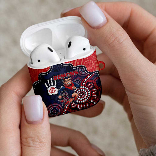 Demons Football AirPods Case Aboriginal Dot Art Pattern