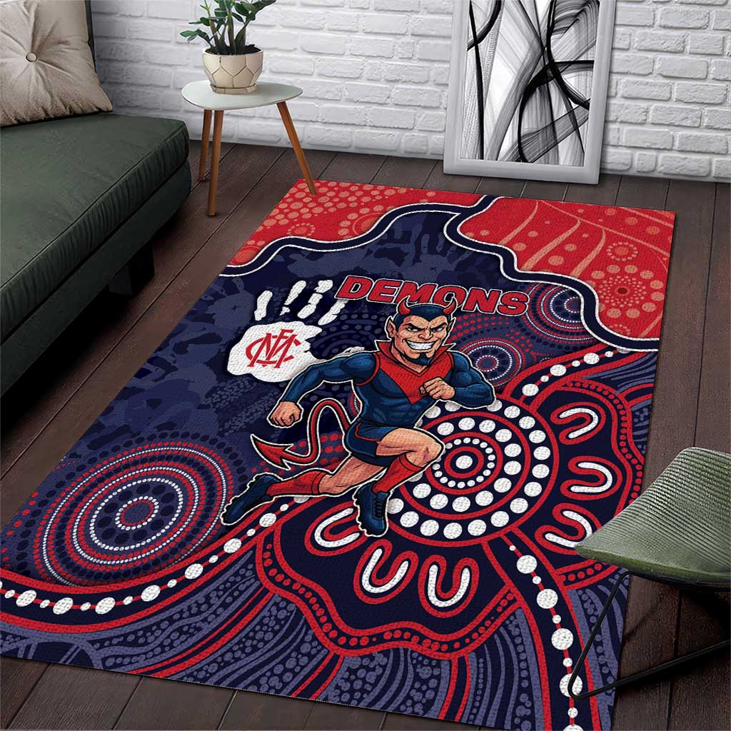 Demons Football Area Rug Aboriginal Dot Art Pattern