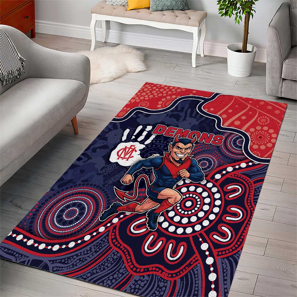 Demons Football Area Rug Aboriginal Dot Art Pattern
