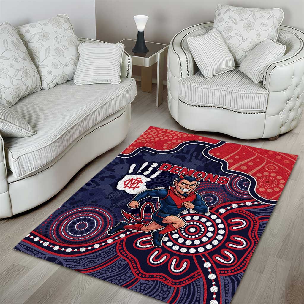 Demons Football Area Rug Aboriginal Dot Art Pattern