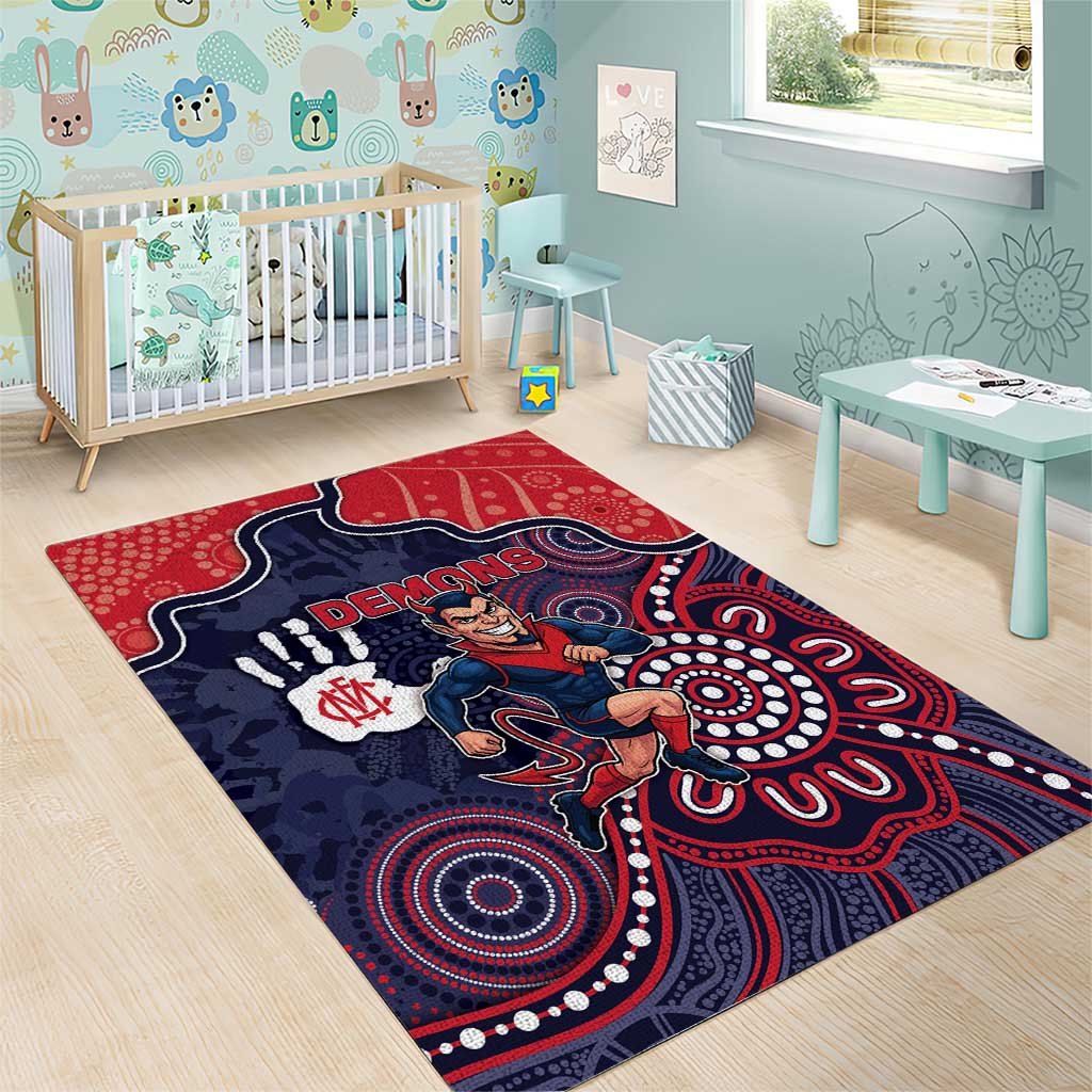 Demons Football Area Rug Aboriginal Dot Art Pattern