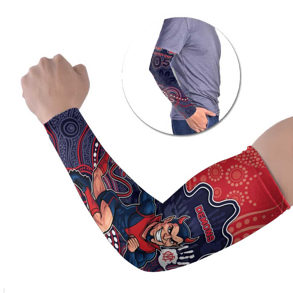 Custom Demons Football Arm Sleeves Aboriginal Dot Art Pattern