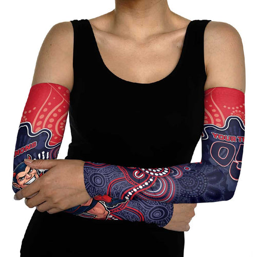 Custom Demons Football Arm Sleeves Aboriginal Dot Art Pattern